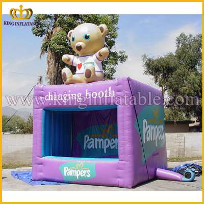 Customized Cute Bear Portable Inflatable Booth, Inflatable Stall Stand, Inflatable Kiosk For Advertising