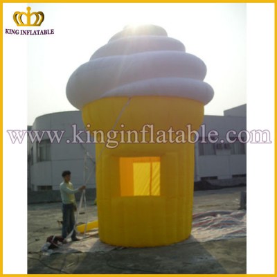 Outdoor Portable Yellow Cheap Inflatable Ice Cream Kiosks Booth, Inflatable Ice Cream Bar